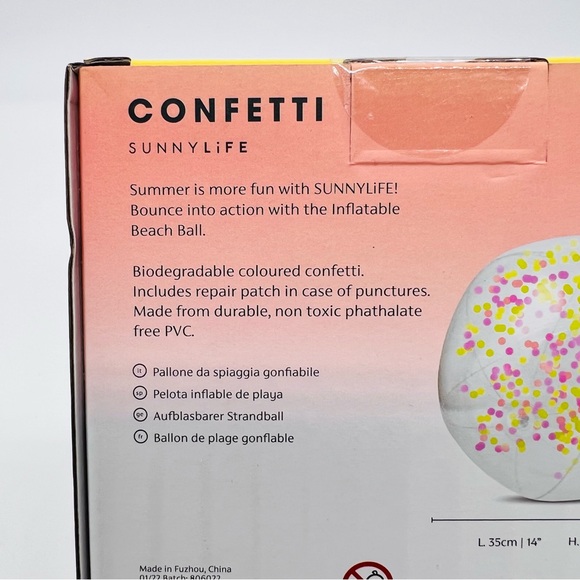 Sunny life Confetti Inflatable Beach Ball - Picture 6 of 6